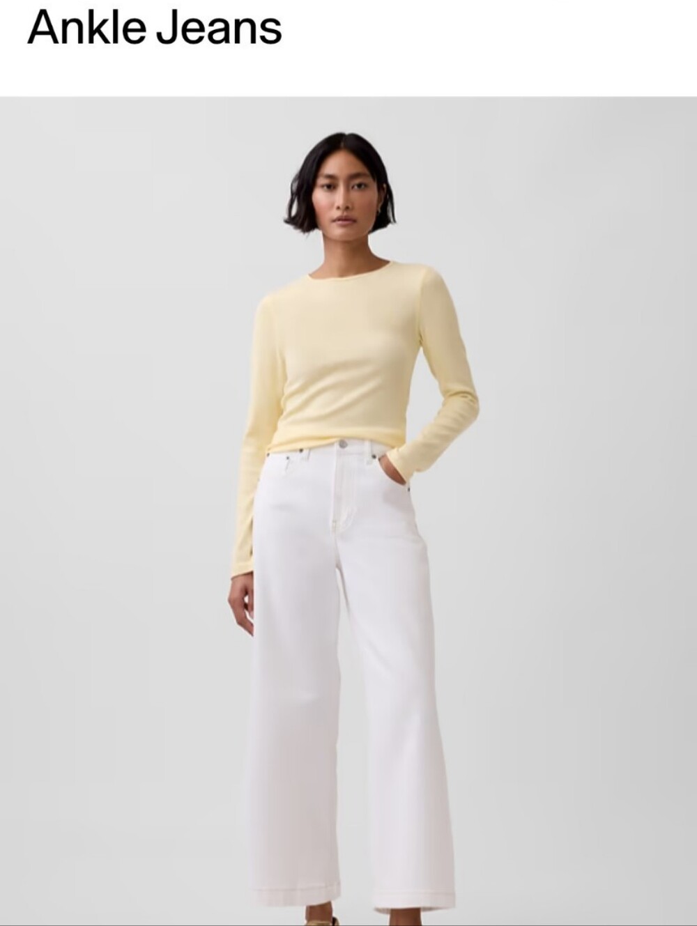 Gap High Rise Crop Wide Leg White Jean